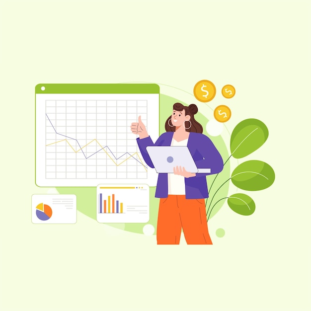 Financial Growth Strategies with Data Insights Illustration