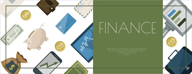 Vector financial investment banner vector flat background for the website app banking operations cashback i...