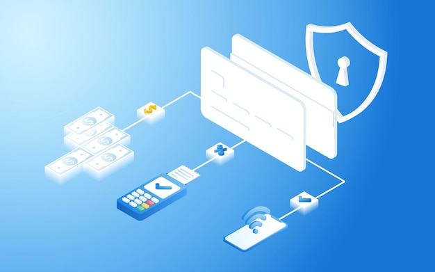 financial management concept and investment, flat design of payment and finance with money, card