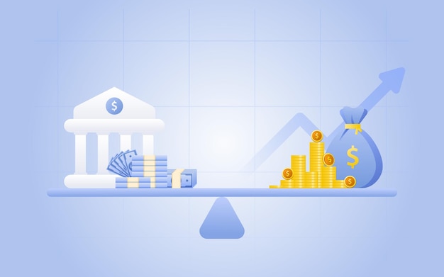 Financial management concept and investment, flat design of pile coins or stack of coins.