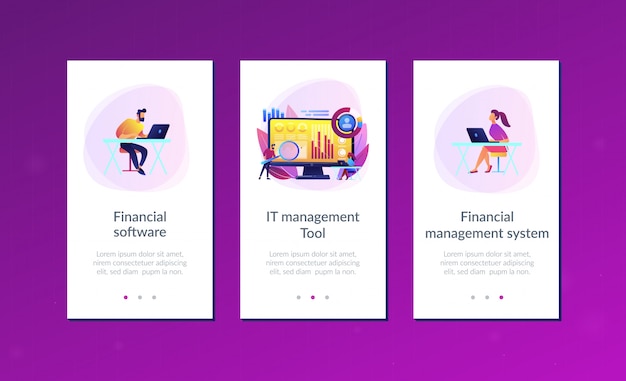 Financial management system app interface template.