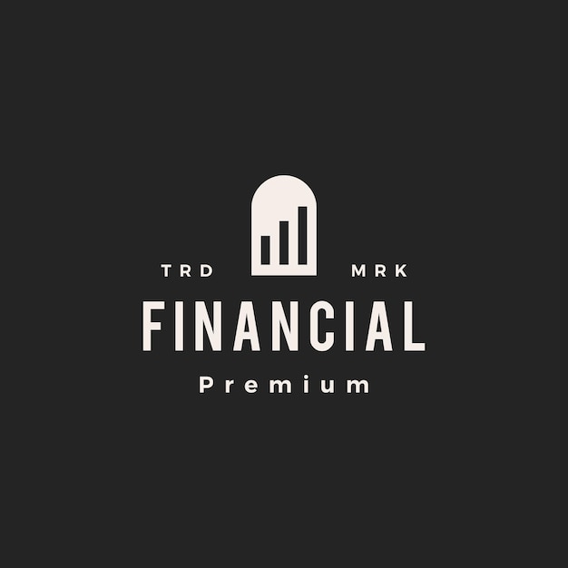 Vettore nicchia finanziaria porta grafico a barre arco hipster vintage icona logo illustrazione