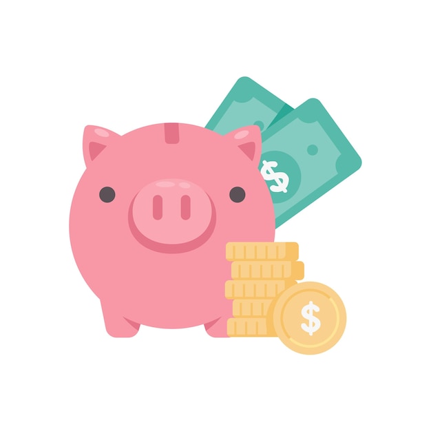 Vector financial piggy bank ideas for saving money for the future