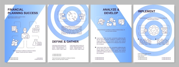 Financial planning success blue gradient brochure template