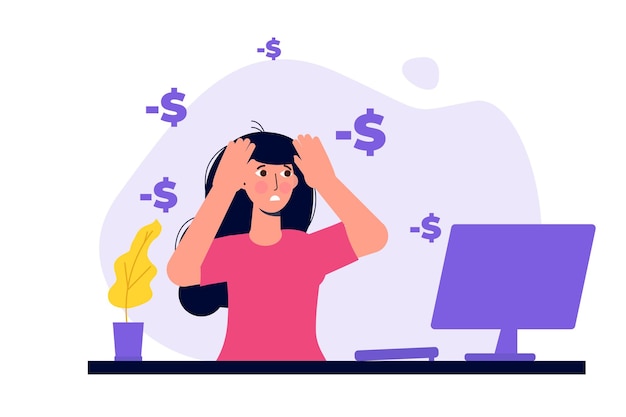 Problema finanziario pagare il concetto di stress niente soldi per pagare i debiti illustrazione vettoriale