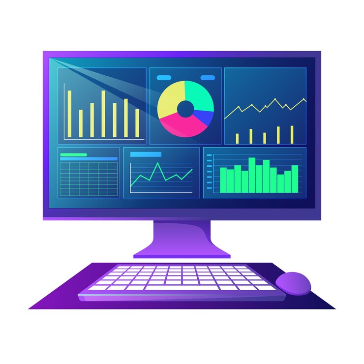 Vector financial report chart seo optimization web analytics and seo marketing concept business strategy