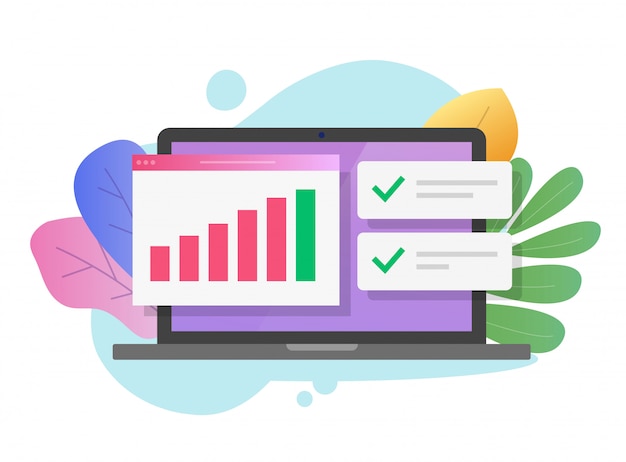 Financial research or tax sales data statistics audit on computer laptop 