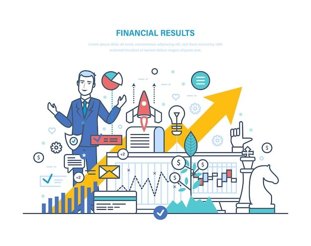 Financial results Data analysis financial management report forecast business strategy