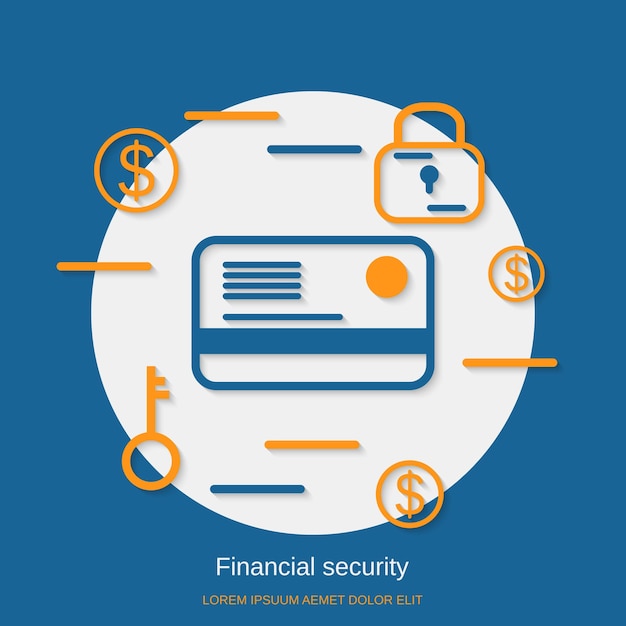 Illustrazione di concetto di vettore di stile di design piatto di sicurezza finanziaria