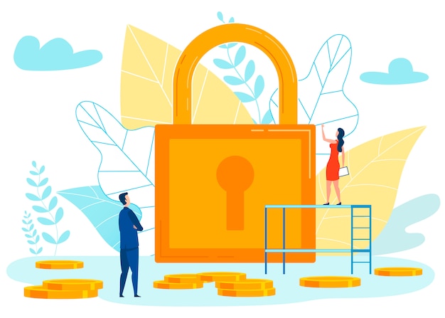 Financial security metaphor vector illustration