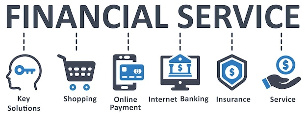 Vettore progettazione del modello di servizio finanziario infografica con il concetto di affari dell'illustrazione di vettore delle icone