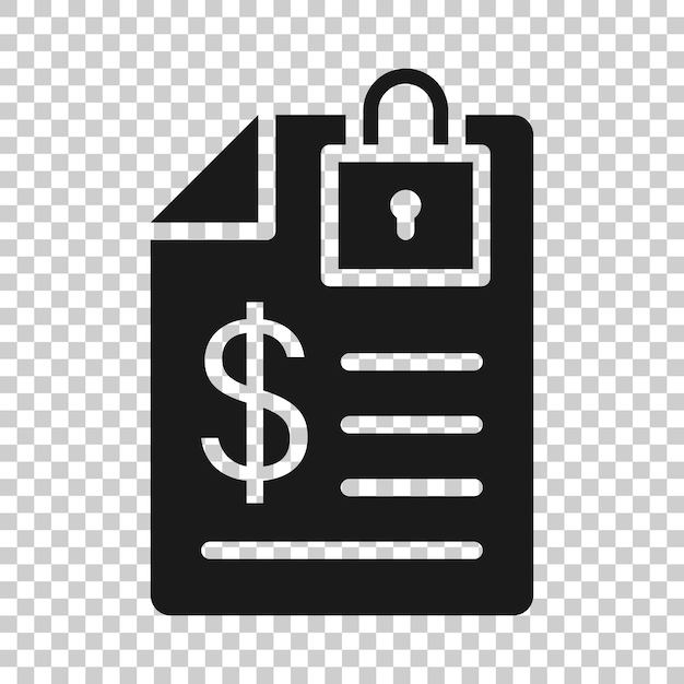 Financial statement icon in flat style Document with lock vector illustration on white isolated background Report business concept