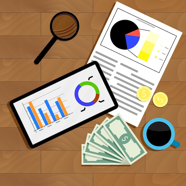 Vector financial statistics top view