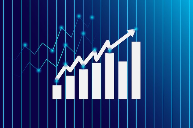 financial stock market business graph chart bar with growing arrow business growth concept