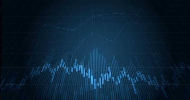 Grafico finanziario del mercato azionario sul commercio di investimento del mercato azionario, punto rialzista, punto ribassista. tendenza del grafico per l'idea imprenditoriale e il design di tutte le opere d'arte. illustrazione vettoriale.