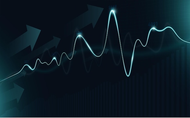 Grafico finanziario del mercato azionario sul commercio di investimento del mercato azionario, punto rialzista, punto ribassista. tendenza del grafico per l'idea imprenditoriale e il design di tutte le opere d'arte. illustrazione vettoriale.