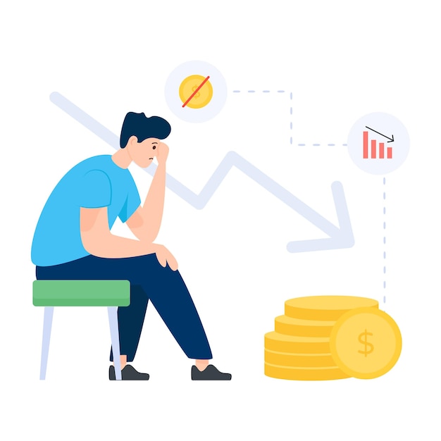 Vector financial stress in flat editable illustration design