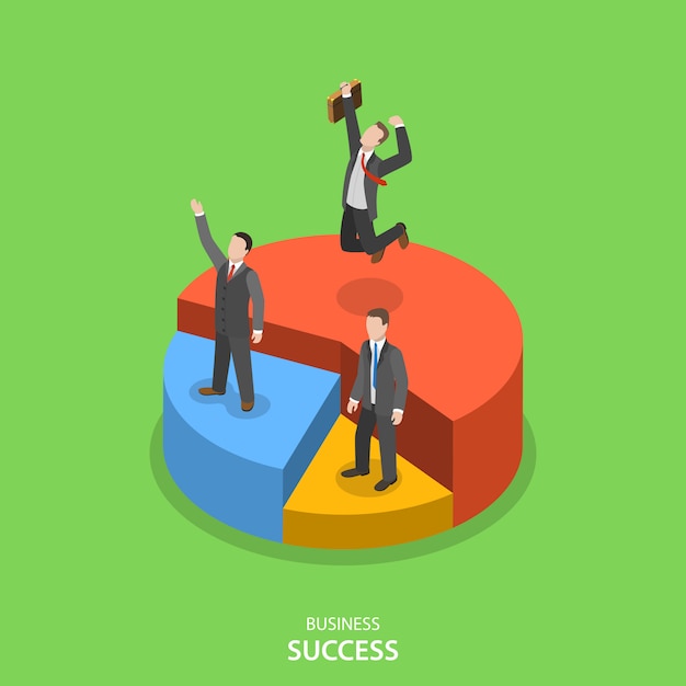 Financial success isometric flat vector concept. 