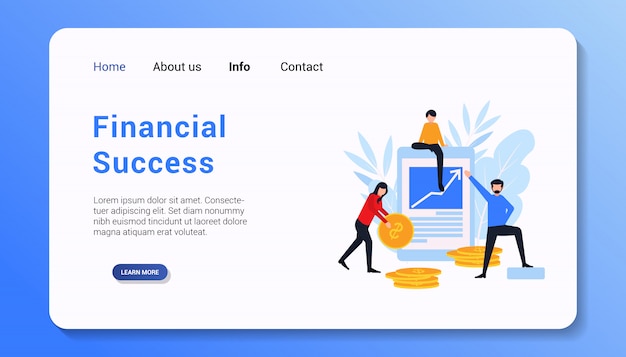 Financial success landing page template flat design   illustration