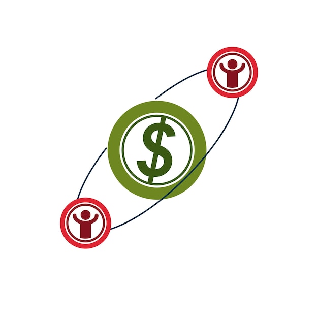 Financial System conceptual logo, unique vector symbol. Dollar signs, circulation of money.