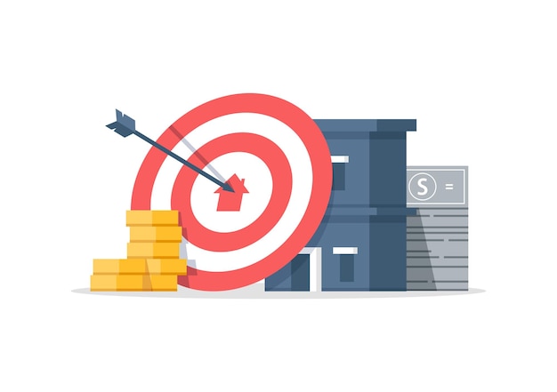 Financial target goal conceptidea of marketing business money earnings aimstrategy achievement