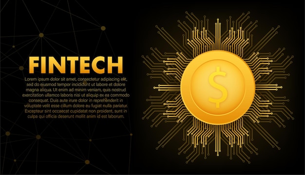 금융 기술 Fintech 온라인 뱅킹 및 비즈니스 벡터 재고 일러스트레이션