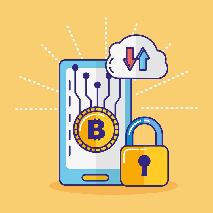 Vector financial technology with smartphone icon