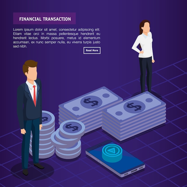 Financial transaction with business people isometric