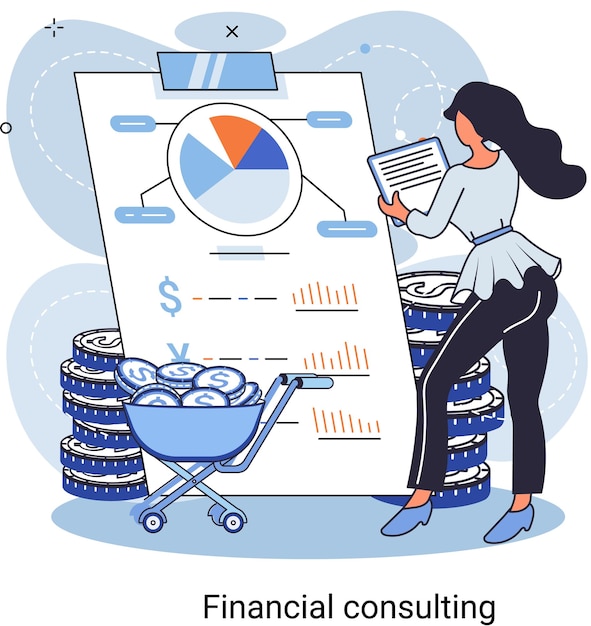 Financieel adviesconcept effectief beheer van fondsen andere activa van het bedrijf Adviseur deskundige grafieken marktonderzoeker diagrammen grafieken financiële rapporten Boekhoudkundig organisatieproces