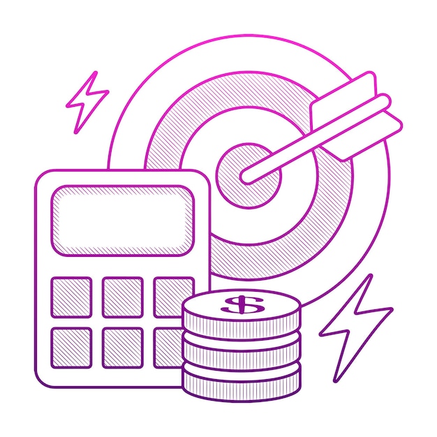 Financieel doelconcept met handgetekende schets doodle stijl