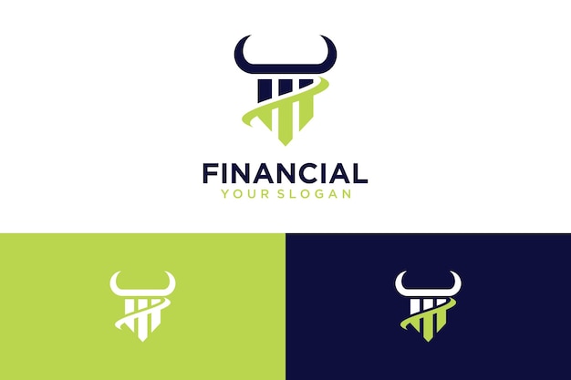 financieel logo-ontwerp met stier of hoorns