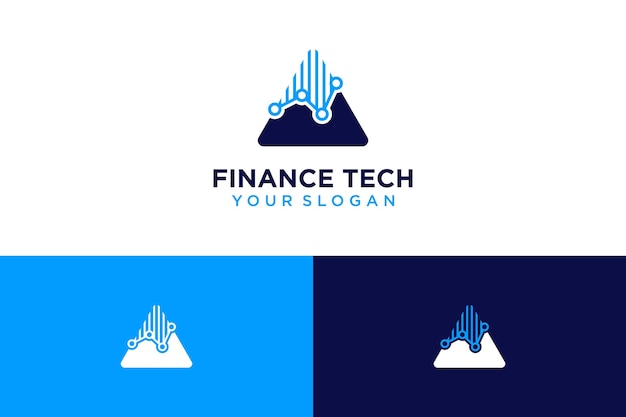 financieel logo-ontwerp met tech of driehoek