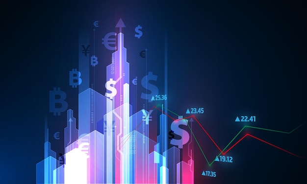 Vector financieel technologieconcept fintech deviezenx9