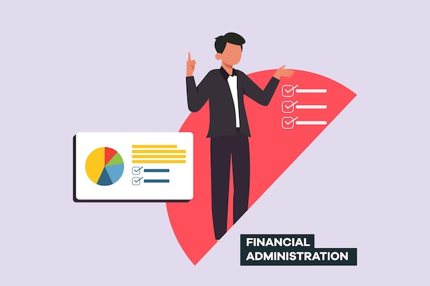 Vector financiële administratie concept kleurige platte vector illustratie geïsoleerd