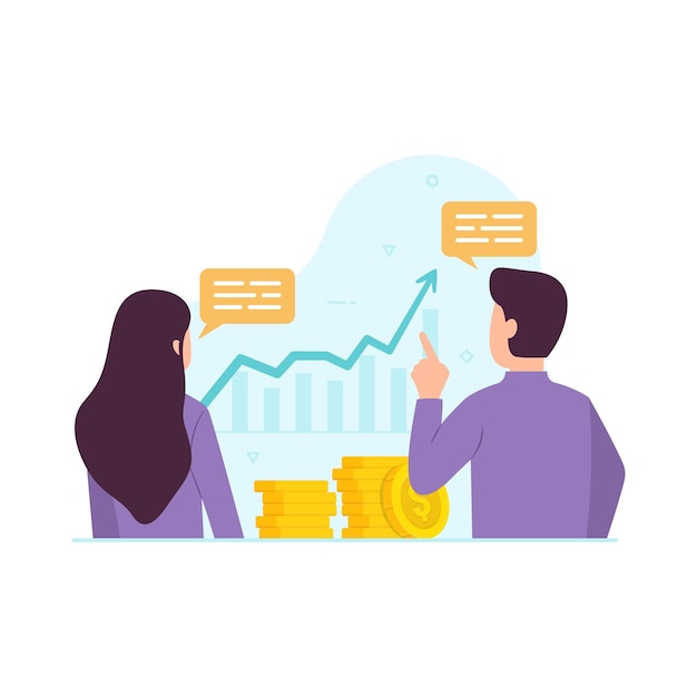Financiële analyse en illustratie van de groei van de investeringen