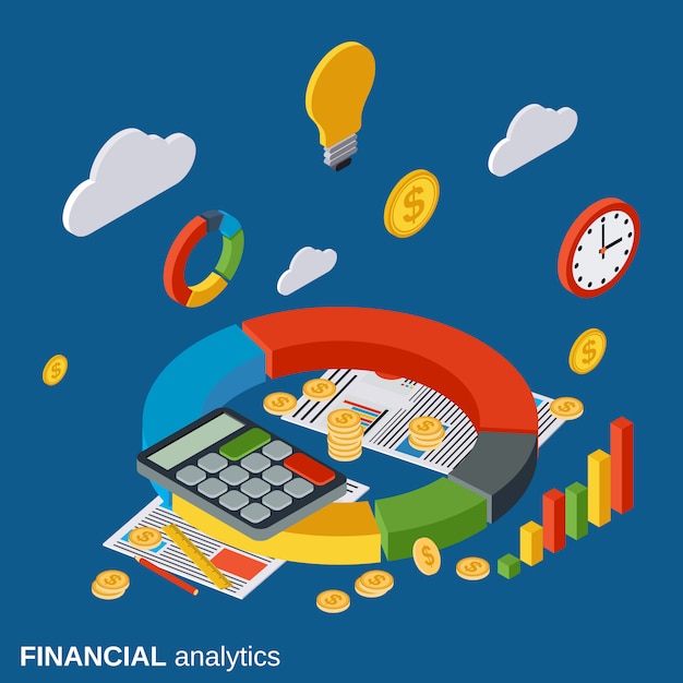 Financiële analytics vector concept illustratie