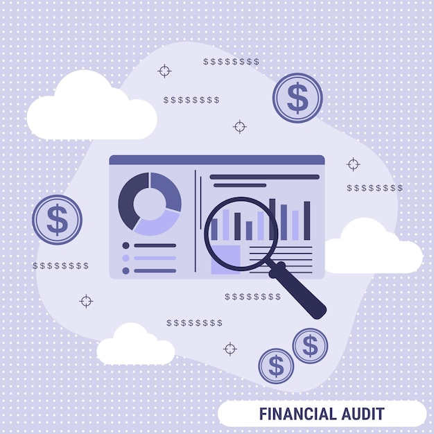 Financiële audit platte ontwerp stijl vector concept illustratie