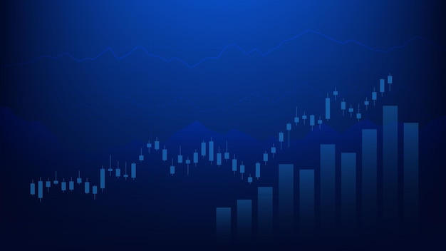 Financiële bedrijfsstatistieken met staafdiagram en kandelaardiagram tonen beurskoers