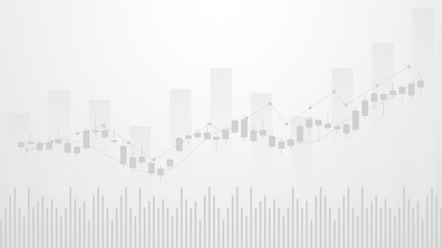 Financiële bedrijfsstatistieken met staafdiagram en kandelaardiagram tonen effectieve verdienachtergrond
