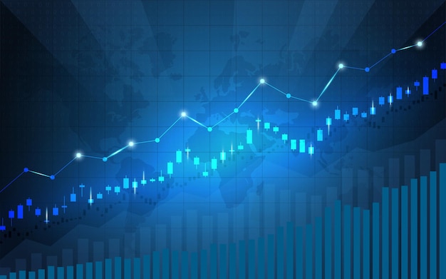 Financiële beursgrafiek op de handel in beursinvesteringen, bullish punt, bearish punt. trend van grafiek voor bedrijfsidee en alle kunstwerken. vectorillustratie.