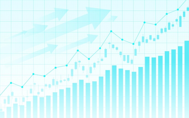 Financiële beursgrafiek op de handel in beursinvesteringen, bullish punt, bearish punt. trend van grafiek voor bedrijfsidee en alle kunstwerken. vectorillustratie.