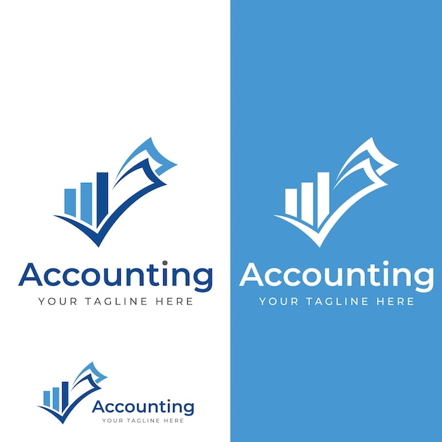 Financiële boekhouding logo met vinkje voor financiële boekhouding voorraad grafiek analyse In moderne sjabloon vector illustratie concept stijl