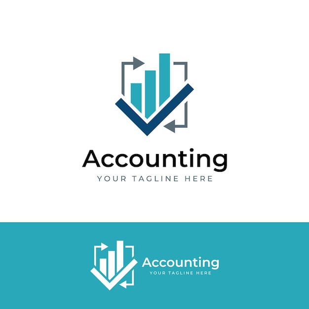 Vector financiële boekhouding logo met vinkje voor financiële boekhouding voorraad grafiek analyse in moderne sjabloon vector illustratie concept stijl