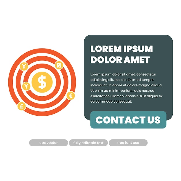 Financiële doelen Illustratie met Contact Us Button EPS Vector