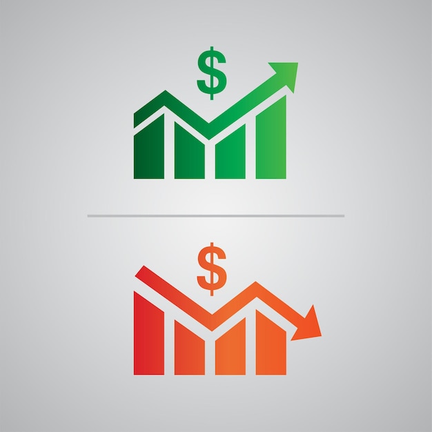 financiële groei en afname van symboolontwerp