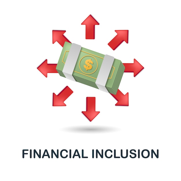 Financiële inclusie pictogram 3d illustratie uit fintech-collectie Creatieve financiële inclusie 3D-pictogram voor webdesign sjablonen, infographics en meer