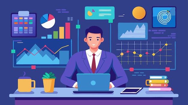 financiële medewerkers analyseren voor bedrijfsplanning vlakke vector illustratie ontwerp