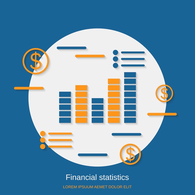 Financiële statistieken platte ontwerp stijl vector concept illustratie