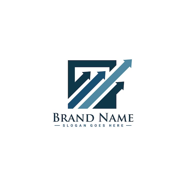 Financiën bedrijfslogo - Vector sjabloon van Financiën Logo met groeiende pijlen