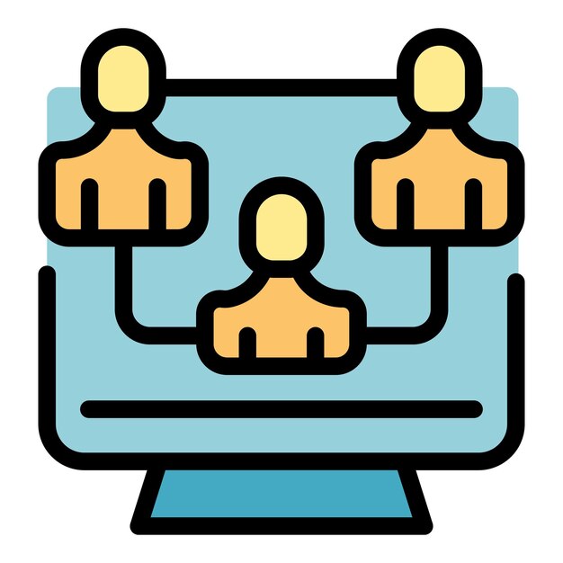 Financiën groep icoon outline vector Business startup Creatieve strategie kleur vlak